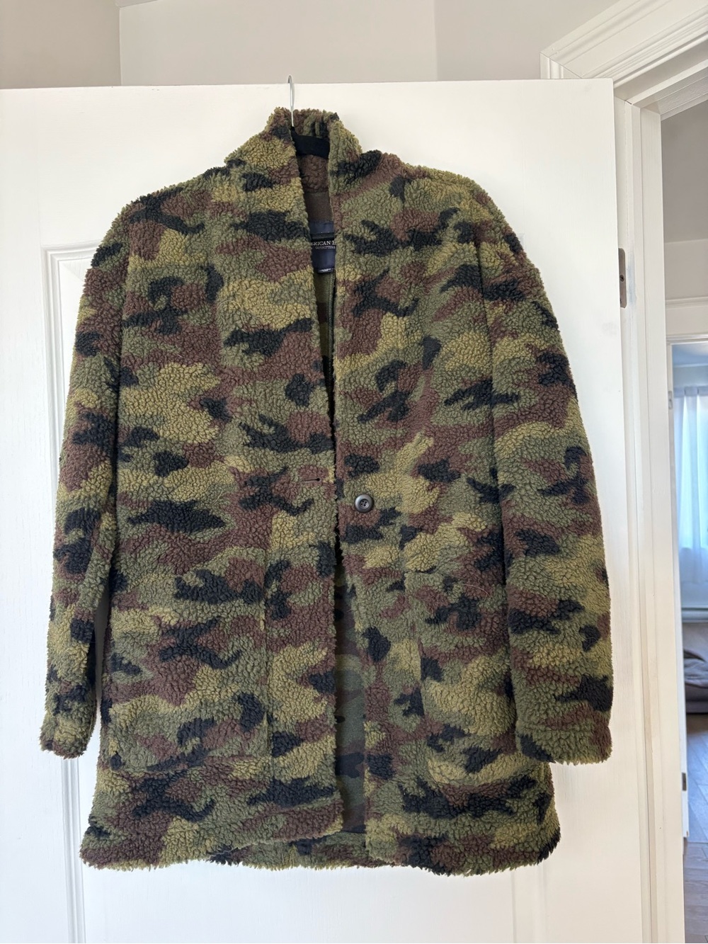 American Eagle Outfitters Camouflage Sherpa Jacket - Olive/Brown/Black